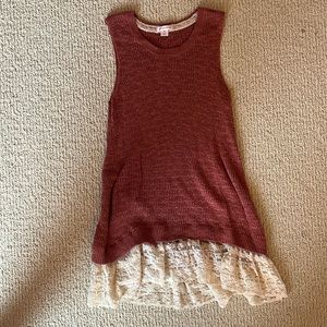 Women’s Xhilaration Sweater Tank with Lace Bottom